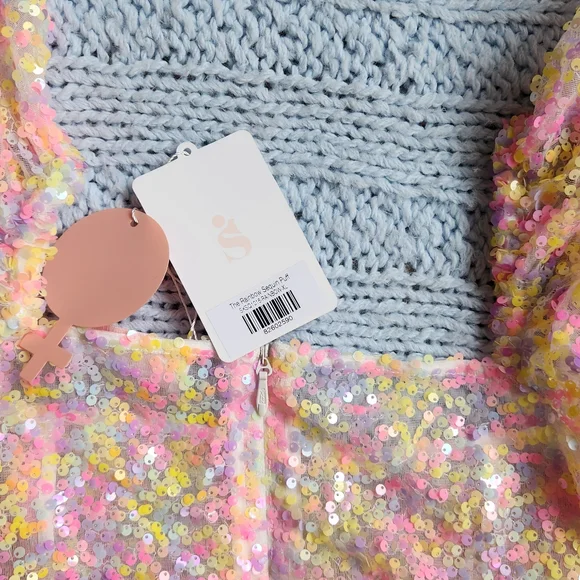 NWT Selkie The Rainbow Sequin Puff Dress - Picture 6 of 6